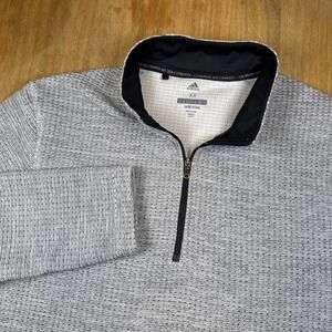 Adidas Golf Adicross Textured Fleece 1/4 Zip Sweater Mens Med Gray Elbow Patch